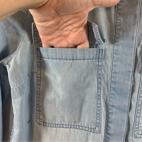 J Crew Chambray Shirt Dress Sz S/M Preppy Western Coastal Cowgirl Festival - Picture 4 of 8